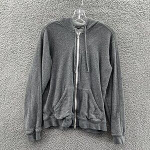 Vince Full Zip Waffle Knit Sweatshirt Hooded Mens Medium Long Sleeve Gray Lined